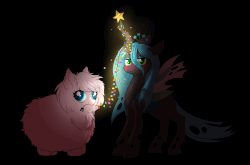 Size: 1576x1039 | Tagged: safe, artist:confetticakez, queen chrysalis, oc, oc:fluffle puff, changeling, changeling queen, pony, angry, animated, annoyed, black background, blushing, canon x oc, christmas lights, chrysipuff, cute, cutealis, female, flufflebetes, gif, lesbian, looking at you, madorable, ocbetes, queen chrysalis is not amused, shipping, simple background, unamused
