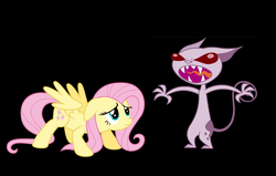 Size: 3114x1985 | Tagged: safe, fluttershy, g4, angry, crossover, kat (kid vs kat), kid vs kat