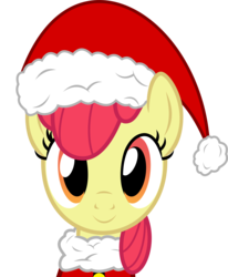 Size: 6979x8464 | Tagged: safe, artist:pink1ejack, part of a set, apple bloom, g4, absurd resolution, female, hat, looking at you, santa hat, simple background, smiling, solo, transparent background, vector