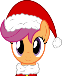 Size: 6979x8464 | Tagged: safe, artist:pink1ejack, part of a set, scootaloo, g4, absurd resolution, cute, female, hat, looking at you, santa hat, simple background, smiling, solo, transparent background