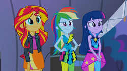 Size: 1920x1080 | Tagged: safe, screencap, rainbow dash, sunset shimmer, twilight sparkle, equestria girls, g4, my little pony equestria girls: rainbow rocks, female