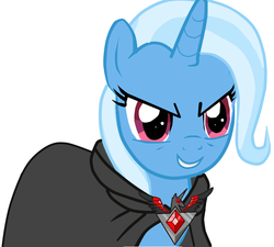 Size: 1204x1082 | Tagged: safe, artist:altimos0023, trixie, pony, unicorn, g4, magic duel, alicorn amulet, cape, clothes, evil, female, mare, simple background, solo, vector, white background