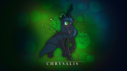 Size: 3840x2160 | Tagged: safe, artist:zidanemina, queen chrysalis, changeling, changeling queen, g4, antagonist, bubble, crown, female, high res, jewelry, regalia, solo, vector, villainess, vine, wallpaper