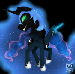 Size: 800x787 | Tagged: safe, artist:zeldaprincessgirl100, nightmare moon, pony, g4, crying, female, glowing horn, guilty, horn, solo