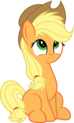 Size: 3600x6000 | Tagged: safe, artist:bugplayer, artist:slb94, applejack, earth pony, pony, g4, absurd resolution, cute, female, jackabetes, looking up, mare, missing cutie mark, silly, silly pony, simple background, sitting, smiling, solo, transparent background, vector, who's a silly pony