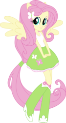 Size: 8012x14852 | Tagged: safe, artist:sugar-loop, fluttershy, equestria girls, g4, .ai available, .svg available, absurd resolution, boots, box art, clothes, cute, doll, eqg promo pose set, female, high heel boots, ponied up, ponytail, raised leg, show accurate, simple background, skirt, socks, solo, tank top, transparent background, vector, wings