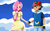 Size: 1632x1000 | Tagged: safe, artist:riadorana, fluttershy, human, fanfic:fluttershy the pokémon whisperer, g4, ash ketchum, blushing, crossover, crossover shipping, fanfic, fanfic art, holding hands, humanized, male, pokémon, shipping, straight