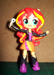 Size: 613x850 | Tagged: safe, sunset shimmer, equestria girls, g4, clothes, crossover, doll, equestria girls minis, irl, jojo's bizarre adventure, mask, neon genesis evangelion, phantom blood, photo, sachiel, skirt, toy