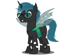 Size: 889x667 | Tagged: safe, artist:flash equestria photography, oc, oc only, oc:stratamax, changeling, 2017 community collab, derpibooru community collaboration, g4, changeling oc, glasses, reference, simple background, solo, transparent background