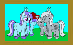 Size: 4651x2860 | Tagged: safe, artist:dinkyuniverse, diamond mint, lily dache, silver spoon, silverspeed, earth pony, pegasus, pony, unicorn, g4, chest fluff, ear fluff, family, family photo, female, framed picture, high res, mother and daughter, unshorn fetlocks