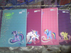 Size: 800x600 | Tagged: safe, fluttershy, princess celestia, rainbow dash, twilight sparkle, g4, cardboard twilight, irl, merchandise, notebook, photo, stock vector