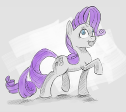 Size: 2347x2089 | Tagged: safe, artist:post-it, rarity, g4, colored sketch, female, high res, no pupils, sketch, solo