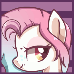 Size: 500x500 | Tagged: safe, artist:peachesandcreamated, oc, oc only, pony, animated, blinking, bust, female, freckles, gif, mare, portrait, profile, solo
