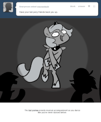 Size: 666x800 | Tagged: safe, artist:egophiliac, princess luna, pony, moonstuck, g4, animated, ask, bipedal, dancing, female, filly, gif, grayscale, monochrome, silhouette, singing, solo, spotlight, tumblr, woona, woonoggles, younger