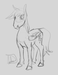 Size: 802x1024 | Tagged: safe, artist:archonix, derpy hooves, pegasus, pony, g4, female, hoers, mare, monochrome, simple background, sketch, solo