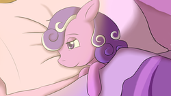 Size: 1920x1080 | Tagged: safe, artist:skybluearts, screwball, pony, g4, bed, female, morning ponies, solo