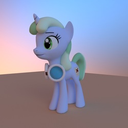 Size: 810x810 | Tagged: safe, artist:percytechnic, oc, oc only, oc:sweetwater, pony, unicorn, 3d, 3d render, female, goggles, mare, older, simple background, solo