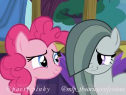 Size: 1024x768 | Tagged: safe, edit, marble pie, pinkie pie, g4, cute, duo, female, marblebetes, pie sisters, pie twins, shipping, twins