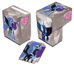 Size: 900x808 | Tagged: safe, nightmare moon, g4, box, deck box, irl, merchandise, my little pony logo, my little pony: friendship is magic logo, photo, solo