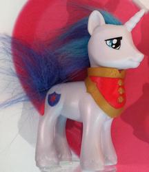 Size: 800x928 | Tagged: safe, shining armor, a canterlot wedding, g4, brushable, cropped, facebook, heart, irl, photo, solo, toy