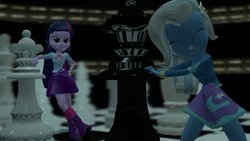 Size: 1024x576 | Tagged: safe, artist:northernshield, trixie, twilight sparkle, equestria girls, g4, 3d, chess, female, gmod, lesbian, ship:twixie, shipping