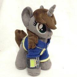 Size: 960x960 | Tagged: safe, artist:burgunzik, oc, oc only, oc:littlepip, pony, unicorn, fallout equestria, clothes, fanfic, female, hooves, horn, irl, jumpsuit, mare, photo, pipbuck, plushie, solo, vault suit