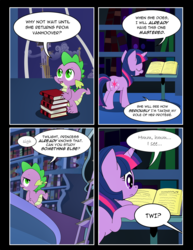 Size: 1275x1650 | Tagged: safe, artist:dsana, spike, twilight sparkle, pony, comic:to look after, g4, book, comic, twilight's canterlot home