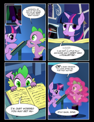 Size: 1275x1650 | Tagged: safe, artist:dsana, spike, twilight sparkle, pony, comic:to look after, g4, book, comic, magic, twilight's canterlot home