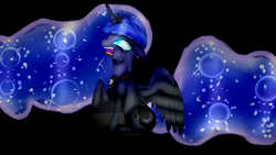Size: 2560x1440 | Tagged: safe, artist:crazysurprise, princess luna, nightmare forces, g4, crying, female, galaxy mane, possession, solo