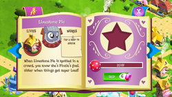 Size: 1136x640 | Tagged: safe, gameloft, limestone pie, g4, female, filly, introduction card, solo, younger