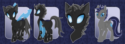 Size: 2402x843 | Tagged: safe, artist:gracewolf, oc, oc only, oc:crucible, changeling, pegasus, pony, changeling oc, female, raised hoof, reference sheet, solo