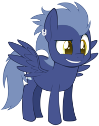 Size: 792x1009 | Tagged: safe, artist:higglytownhero, oc, oc only, oc:feather bliss, pony, chibi, cute, male, piercing, smiling, solo, stallion