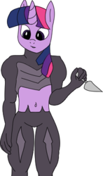 Size: 250x425 | Tagged: safe, artist:retardation magnifico, twilight sparkle, anthro, g4, armor, female, kunai, solo