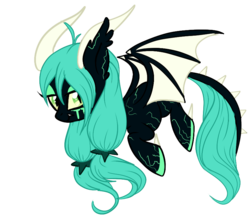 Size: 862x765 | Tagged: safe, artist:peachesandcreamated, oc, oc only, bat pony, pony, horns, mutant, radioactive, simple background, solo, spiked tail, transparent background