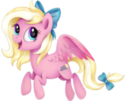 Size: 1620x1307 | Tagged: safe, artist:thebowtieone, oc, oc only, oc:bay breeze, pegasus, pony, bow, female, hair bow, mare, simple background, solo, tail bow, transparent background