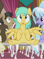 Size: 575x757 | Tagged: safe, screencap, ace point, cloudchaser, filthy rich, sunshower raindrops, thunderlane, earth pony, pony, g4, slice of life (episode), chair, cute, male, sitting, stallion