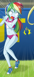 Size: 312x704 | Tagged: safe, artist:dashiesparkle, artist:uotapo, rainbow dash, equestria girls, g4, adorasexy, arrow, beautiful, belly button, clothes, cropped, cute, dashabetes, female, midriff, sexy, shoes, sneakers, solo, speed lines, sports bra, sports panties