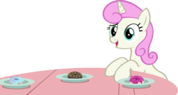 Size: 15137x8086 | Tagged: safe, artist:cyanlightning, twinkleshine, pony, amending fences, g4, .svg available, absurd resolution, donut, female, food, simple background, solo, table, transparent background, vector