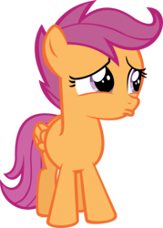 Size: 9466x13184 | Tagged: safe, artist:cyanlightning, scootaloo, pony, g4, the fault in our cutie marks, .svg available, absurd resolution, cute, cutealoo, female, frown, mega absurd res, pouting, sad, simple background, solo, transparent background, vector