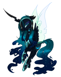 Size: 1188x1518 | Tagged: safe, artist:nutty-stardragon, artist:nuttypanutdy, nightmare moon, queen chrysalis, alicorn, changeling, changeling queen, pony, g4, female, fusion, simple background, solo, transparent background