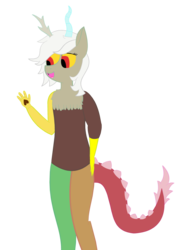 Size: 800x1100 | Tagged: safe, artist:plasteredpegasus, discord, semi-anthro, g4, eris, rule 63, simple background, solo, transparent background, vector