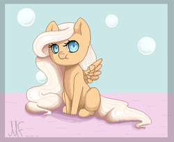 Size: 705x575 | Tagged: safe, artist:maria-fly, oc, oc only, pegasus, pony, female, filly, puffy cheeks, solo