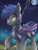 Size: 3600x4800 | Tagged: safe, artist:ardail, bat pony, pony, g4, absurd resolution, armor, full moon, looking at you, male, moon, night guard, royal guard, solo, spear, weapon