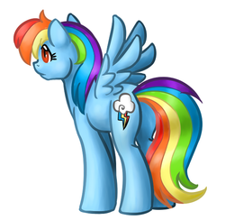 Size: 581x566 | Tagged: safe, artist:catlover1672, rainbow dash, pony, g4, backwards cutie mark, butt, female, plot, simple background, solo, white background