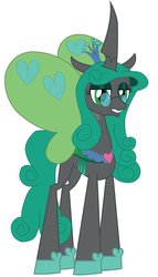 Size: 675x1184 | Tagged: safe, artist:kirbymlp, queen chrysalis, changeling, changeling queen, g4, idw, chrysalislover, female, glasses, happy face, idw showified, mirror, mirror universe, reversalis, solo