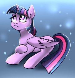 Size: 612x632 | Tagged: safe, artist:ponybone, twilight sparkle, alicorn, pony, g4, female, looking up, lying down, sad, solo, twilight sparkle (alicorn)