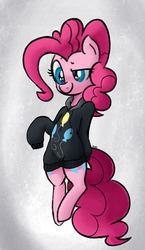 Size: 918x1578 | Tagged: safe, artist:mang, pinkie pie, earth pony, pony, g4, clothes, cute, diapinkes, female, hoodie, oversized clothes, solo
