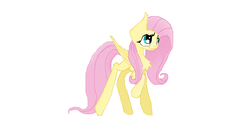 Size: 2280x1056 | Tagged: safe, artist:haillee, fluttershy, pony, g4, detialed, female, lighting, ms paint, shading, simple background, smiling, solo, white background