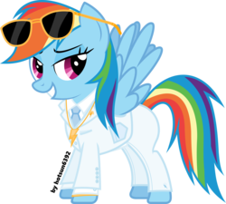 Size: 7498x6741 | Tagged: safe, artist:livehotsun, rainbow dash, pony, g4, absurd resolution, clothes, female, necklace, rainbow dash always dresses in style, simple background, solo, suit, sunglasses, transparent background, vector