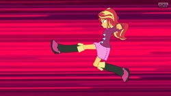 Size: 1920x1080 | Tagged: safe, artist:minusclass, sonata dusk, sunset shimmer, equestria girls, g4, clothes swap, female, flying kick, solo